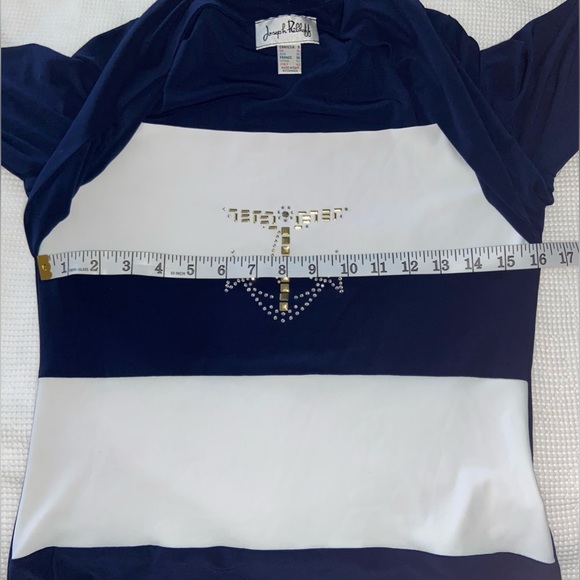 Made in 🇨🇦 Joseph Ribkoff‎ NWT Nautical Rhinestone Anchor Top Size 8 - Picture 7 of 11